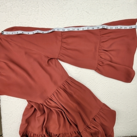Amanda Uprichard Maroon Alexis Bell Sleeve Mini Dress Size Extra Small - Picture 8 of 8